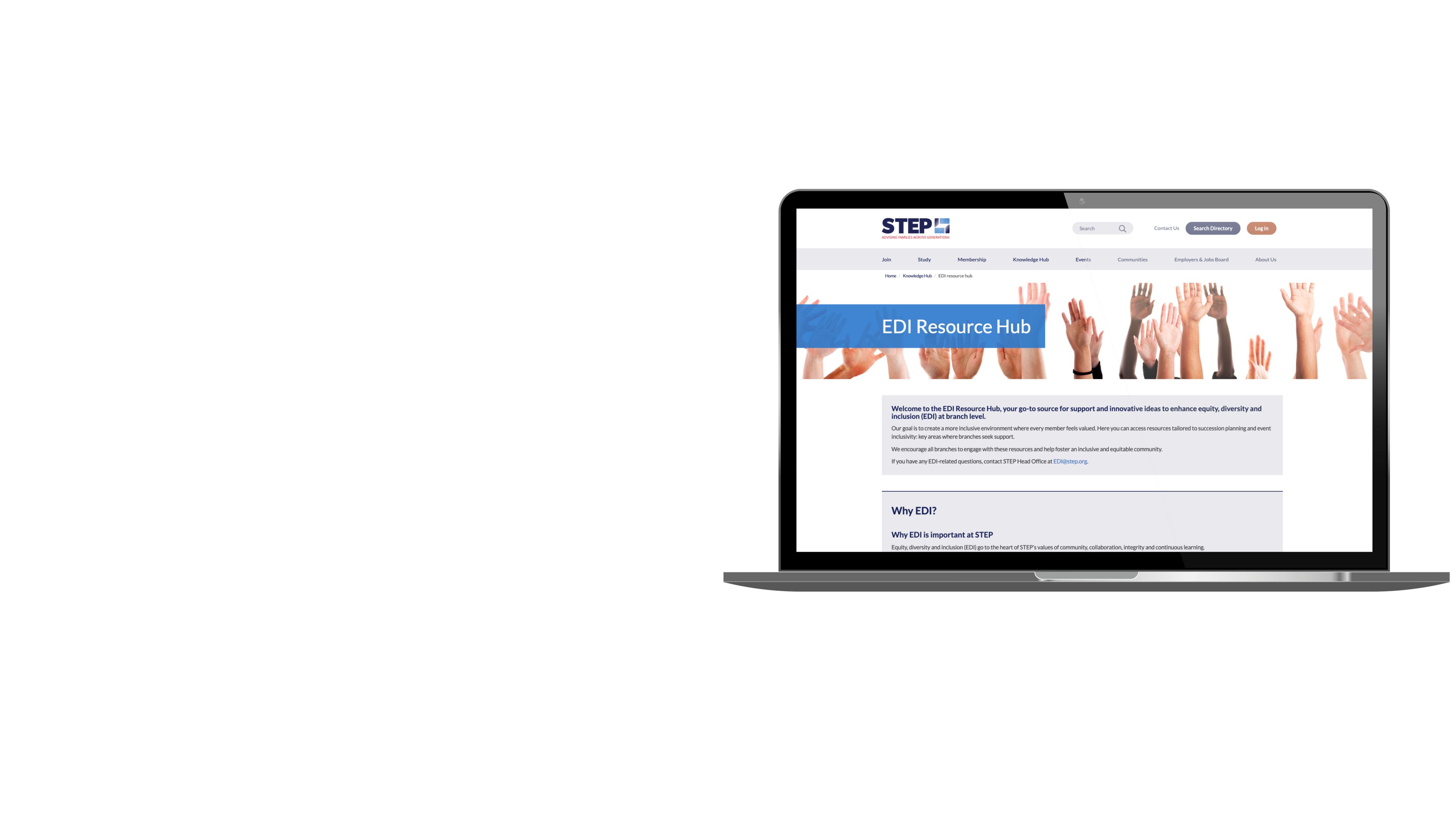 A laptop showing STEP's EDI research hub